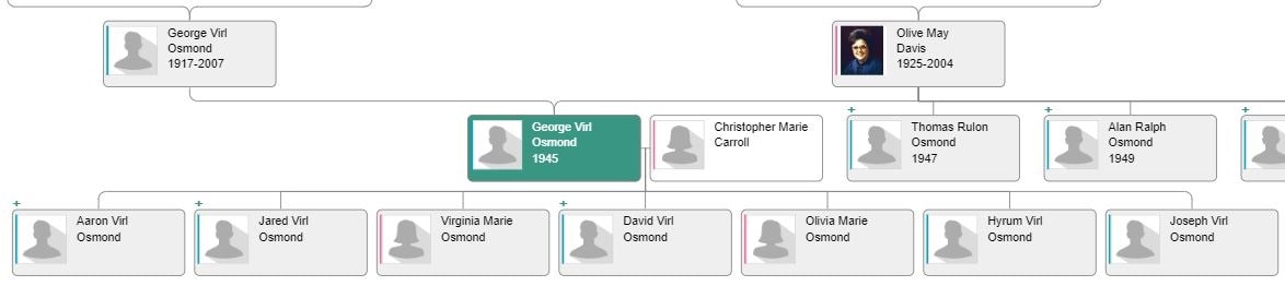 A picture of Family Tree of Virl Osmond.